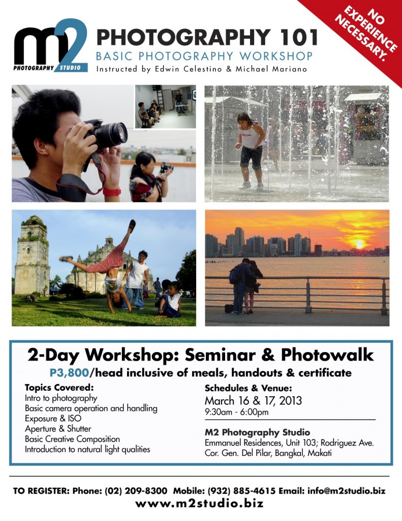 M2 Photography Studio March 16 & 17 2013 Workshop poster